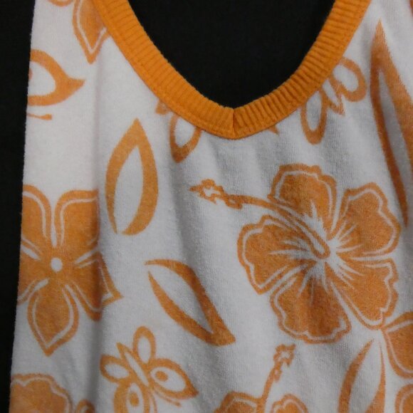 O'NEILL | medium | Terry Cloth White Lace-Up Top | Orange Flowers, String & Trim - Picture 4 of 15
